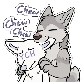 😬 Chew Chew Chew wolf, dier, hond, harig, schattig, cartoon telegram sticker