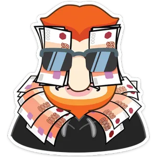 😎 เงิน, เงินสด, แว่นตา, รวย, หนวด telegram sticker