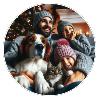 🥰 gia đình, chó, mèo, mùa đông, Giáng sinh, trẻ em whatsapp sticker