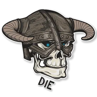 💀 DIE tengkorak, viking, kematian, helm, tanduk telegram sticker