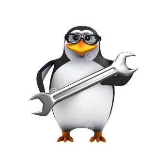 🔧 chim cánh cụt, phim hoạt hình, mỏ lết, kỹ sư, dụng cụ, động vật telegram sticker