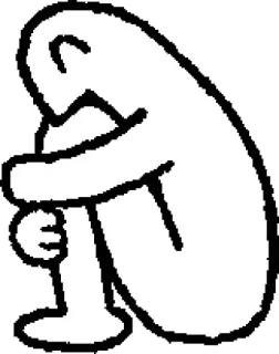 😞 tristezza, depressione, solitudine, emotivo, silhouette, cartone animato, seduto, persona telegram sticker