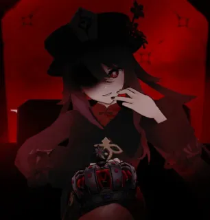 😈 Hu Tao Genshin Impact Anime, Video game, Personagem, Feminino, Chapéu, Vermelho telegram sticker