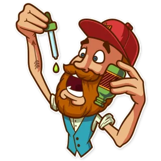 😨 barbu, homme, médicament, huile, compte-gouttes, liquide whatsapp sticker
