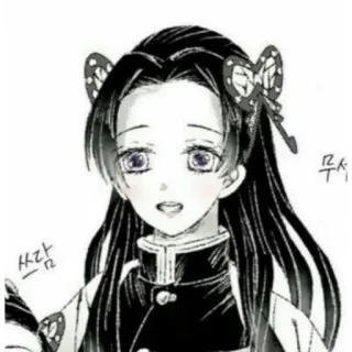 🙂 쓰담 anime, manga, girl, butterfly, hair ornament, black hair telegram sticker