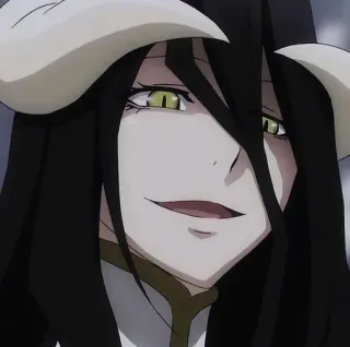 😏 Albedo Overlord 애니메이션, 오버로드, 알베도, 판타지, 악마, 뿔, 여성 telegram sticker