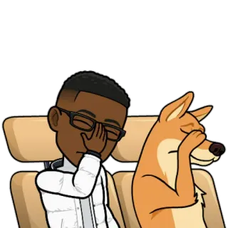 🤦‍♂ Bitmoji, 犬, 漫画, キャラクター, 悲しい, フェイスパーム telegram sticker