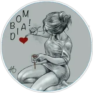 😍 BOM DIA! heart, art, painting, love, woman telegram sticker