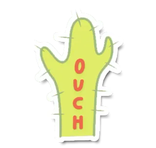 😣 OUCH cactus, aïe, piquant, plante, dessin animé, autocollant whatsapp sticker