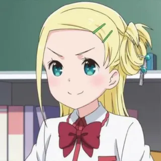 🙂 anime girl, blond hair, school uniform, cartoon, female, cute, character telegram sticker