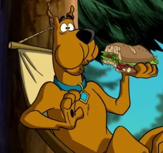 🍔 Scooby-Doo cartoon, dog, sandwich, Scooby-Doo telegram sticker