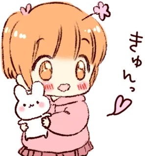 😍 きゅんっ mignon, animé, dessin animé, fille, lapin, coeur, kawaii telegram sticker