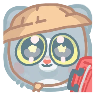 🙂 животное, мультфильм, милый, шляпа, путешествие, персонаж whatsapp sticker