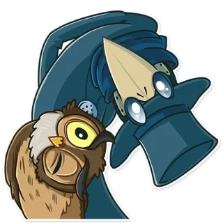 🙃 gufo, mago, cappello, occhiali, uccello, cartone animato, animale whatsapp sticker