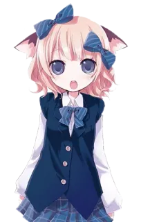 🙂 anime, girl, cat ears, kawaii, school uniform telegram sticker