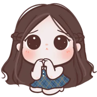 🧸 fille, dessin animé, mignon, suppliant, triste, yeux, animé telegram sticker