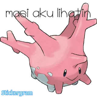 🌝 masi aku lihatin pokemon, corsola, rosa, niedlich, cartoon, aufkleber, meeresbewohner whatsapp sticker