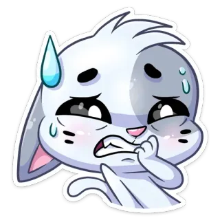 😬 coelho, desenho animado, fofo, suor, preocupado telegram sticker