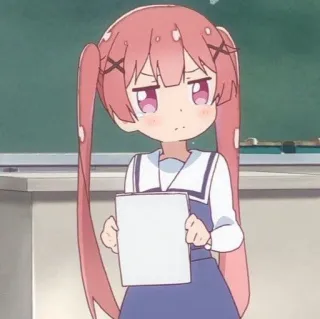 🎐 Anime, Chica, Aula, Uniforme, Lindo, Ilustración telegram sticker