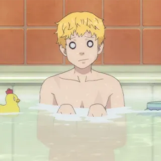 ⏱ Anime, Ragazzo, Bagno, Anatra, Cartone animato telegram sticker