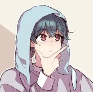 💨 Anime, Con trai, Dễ thương, Áo hoodie, Suy nghĩ, Phim hoạt hình whatsapp sticker