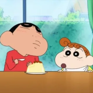 😮 Shin-chan Crayon Shin-chan Dessin animé, Anime, Manger, Nourriture, Dessert, Pudding, Shin-chan telegram sticker