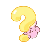 😁 question mark, cartoon, animal, pink, yellow telegram sticker
