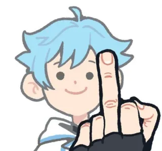 😊 middle finger, offensive gesture, cartoon character, rude, disrespectful, obscene telegram sticker
