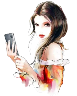 🤳 femme, selfie, portrait, oeuvre d'art, femme, beauté, illustration telegram sticker