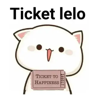 😋 Ticket lelo
TICKET TO
HAPPINESS ticket, felicidad, gato, dibujos animados, positivo, motivación whatsapp sticker