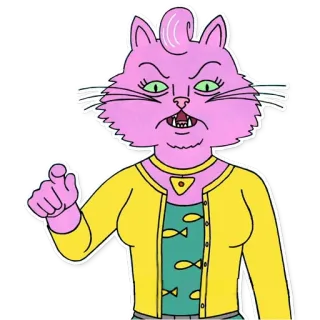 😠 Princess Carolyn BoJack Horseman кот, Принцесса Кэролин, мультфильм, телешоу, Конь БоДжек, антропоморфный telegram sticker