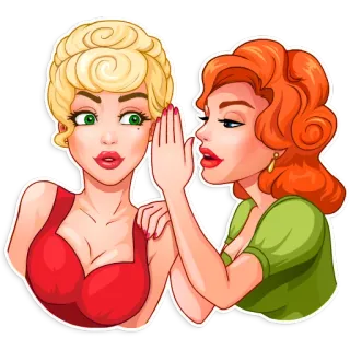 👂 women, gossip, vintage, cartoon, retro telegram sticker