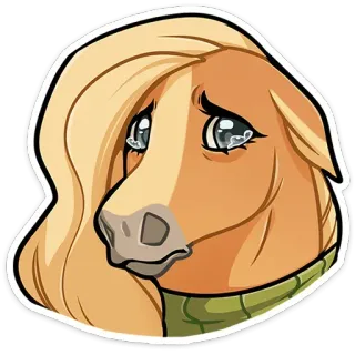 🥺 koń, płacz, smutny, emocjonalny, koń z kreskówki telegram sticker