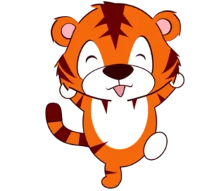 🐯 tiger, animal, cartoon, cute, happy, illustration telegram sticker