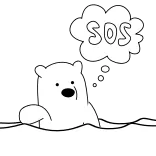 😨 Ice Bear We Bare Bears SOS ours polaire, dessin animé, SOS, signal de détresse, mignon, animal, glace whatsapp sticker