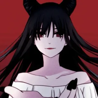 🔸 anime, demon, horns, long hair, red eyes, off shoulder, gothic, dark telegram sticker