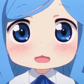 🐱 Anime, Schattig, Meisje, Blauw Haar, Blozend whatsapp sticker