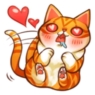 ❤️ kat, liefde, hartjes, schattig, oranje, dier telegram sticker