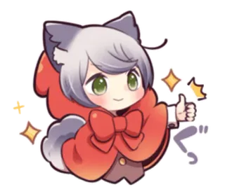 👍 ぐ! Anime, Manga, Kawaii, Lucu, Chibi, Furry, Jempol ke atas, Jepang telegram sticker