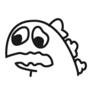 🦖 dinosaure, triste, dessin animé, autocollant, dessin, trait telegram sticker