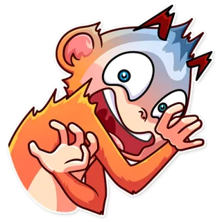 😨 singe, dessin animé, fou, excité, animal telegram sticker