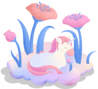 🦄 unicorn, magic, fantasy, flowers, cute, sleep, dream, pink, blue telegram sticker