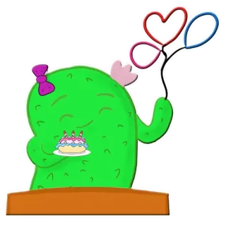 ❤️ cactus, cumpleaños, globos, lindo, fiesta, pastel, celebración whatsapp sticker