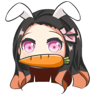 🐰 Nezuko Kamado Demon Slayer anime, demon slayer, nezuko, chibi, kawaii, bunny ears telegram sticker