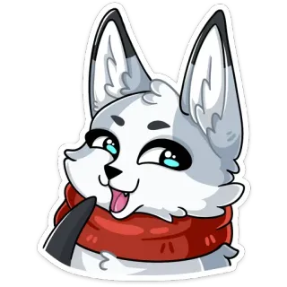 😏 naklejka, kreskówka, lis, zwierzę, słodki, szalik, kawaii telegram sticker