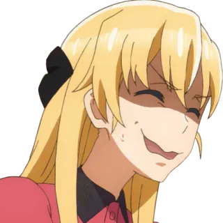 😅 anime, character, woman, smile, expression, blonde hair telegram sticker