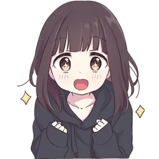 🤩 Anime, Cô gái, Dễ thương, Lấp lánh, Hào hứng, Vui vẻ telegram sticker