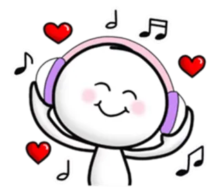 🎧 musica, cuffie, cuore, cartone animato, felice, ascolto telegram sticker