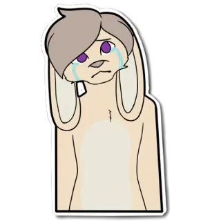 😢 królik, płacz, smutny, anime, naklejka, ilustracja telegram sticker