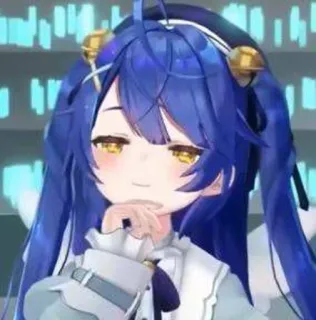 😀 Anime Mädchen, Vtuber, Blaue Haare, Süß, Digitale Kunst telegram sticker